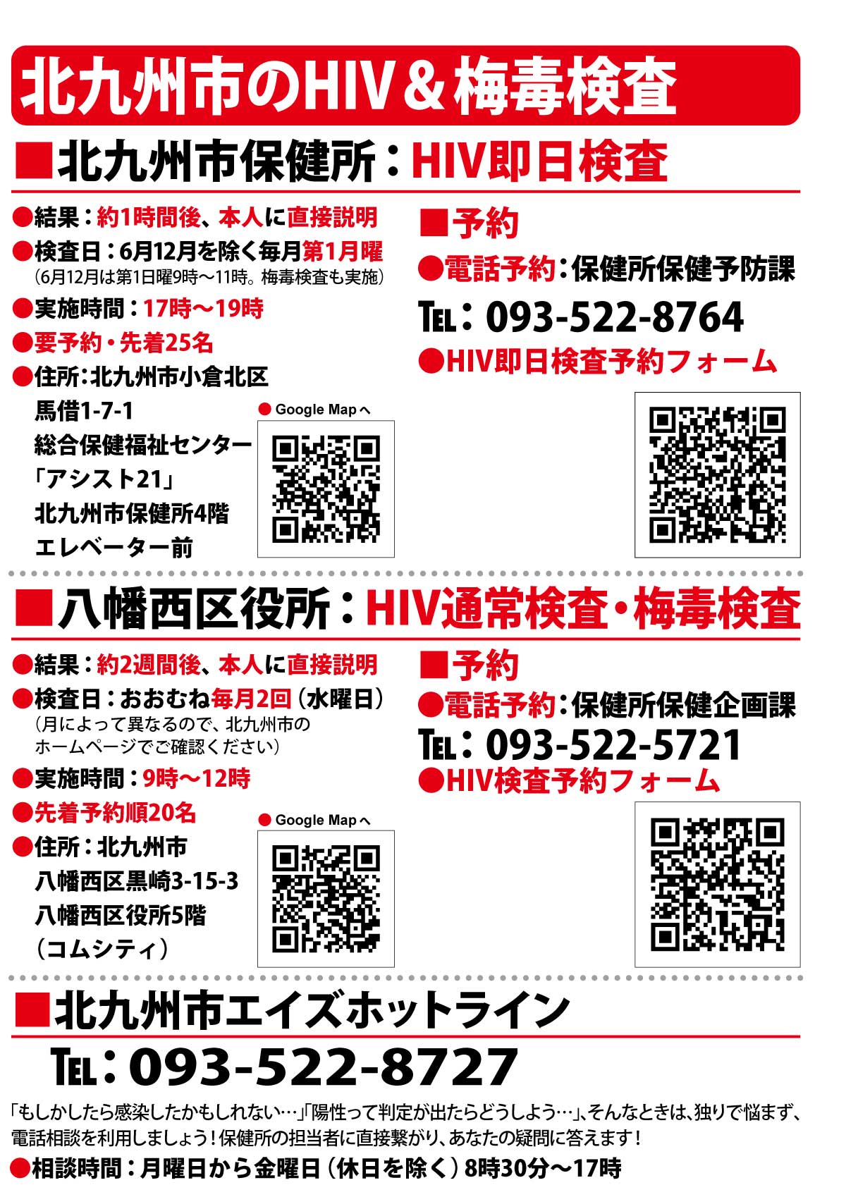 北九州市保健所：HIV即日検査
